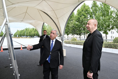 Prezident İlham Əliyev Yevlax şəhəri qumsüzgəc texnologiyalı sutəmizləyici qurğunun açılışında iştirak edib - YENİLƏNİB + FOTO