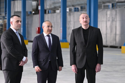 Goranboy rayonunda tikinti materialları istehsalı müəssisəsi istifadəyə verilib - YENİLƏNİB + FOTO