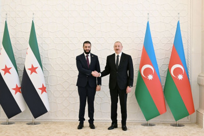 Prezident İlham Əliyevin Suriyanın keçid dövrü Prezidenti ilə görüşü olub - YENİLƏNİB + FOTO