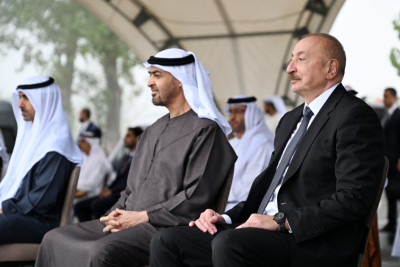 Prezidentlər İlham Əliyev və Şeyx Məhəmməd bin Zayed Al Nəhyan Cıdır düzündə Qarabağ atlarının şousunu izləyiblər