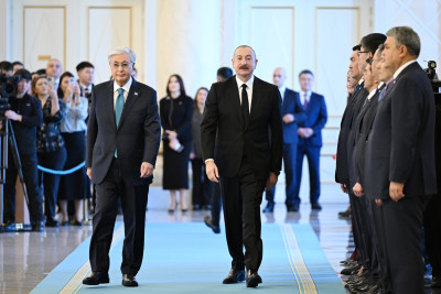 Azərbaycan Prezidenti İlham Əliyevin Astanada rəsmi qarşılanma mərasimi olub YENİLƏNİB