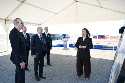 Prezident İlham Əliyev Cəbrayıl rayonunun Şahvəlli kəndində “Şəms” və “Üfüq” Günəş Elektrik stansiyalarının təməlini qoyub - FOTO