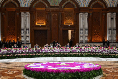 Prezident İlham Əliyev Düşənbədə MDB dövlət başçılarının şərəfinə təşkil olunan rəsmi qəbulda iştirak edib