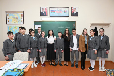 Leyla Əliyeva və Alena Əliyeva Quba şəhərində internat tipli ümumtəhsil məktəbini və STEAM mərkəzini ziyarət ediblər