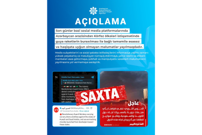 MEDİA: Azərbaycandan Körfəz ölkələri istiqamətində raketlərin buraxılması ilə bağlı xəbərlər əsassız