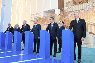 Prezident İlham Əliyev və TDT-nin qeyri-rəsmi Zirvə görüşünün digər iştirakçıları Türk Sivilizasiyası Mərkəzinin təməlqoyma mərasimində iştirak ediblər