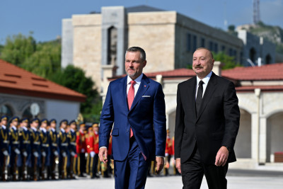 Slovakiya Prezidenti Peter Pelleqrininin Şuşada rəsmi qarşılanma mərasimi olub