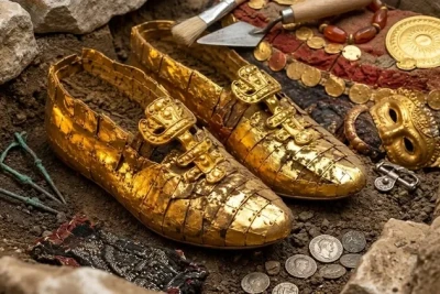 1500 illik məzardan qızılla örtülmüş ayaqqabılar tapıldı - FOTO
