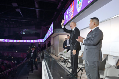 Prezident İlham Əliyev cüdo üzrə dünya çempionatının açılış mərasimini izləyir